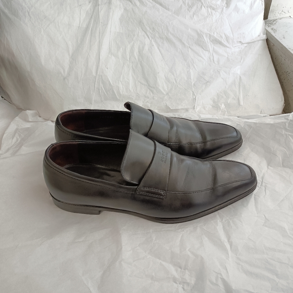 Gucci Logo Mens Leather logo luxury Shoes Loafers size UK 7.5 us 8 - Picture 9 of 16